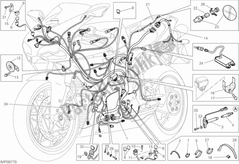 Tutte le parti per il Cablaggio Elettrico del Ducati Superbike 848 EVO Corse SE USA 2013